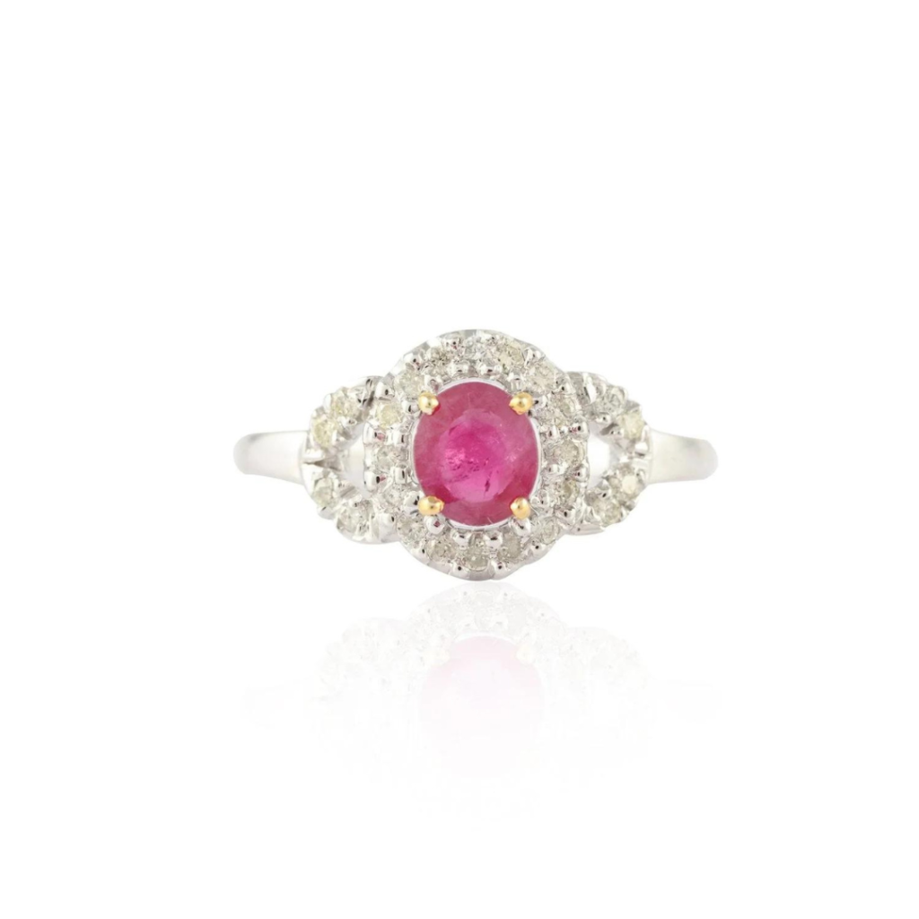 925 Sterling Silver Ruby and Diamond Statement Ring