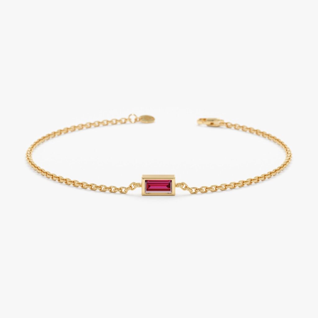 925 Sterling Silver Ruby Birthstone Bracelet