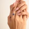 925 Sterling Silver Ruby Blue Sapphire & Diamond Flower Shape Ring - Image 2