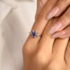 925 Sterling Silver Ruby Blue Sapphire & Diamond Flower Shape Ring - Image 3