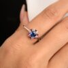 925 Sterling Silver Ruby Blue Sapphire & Diamond Flower Shape Ring - Image 5