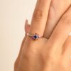 925 Sterling Silver Ruby Blue Sapphire Flower Shape Ring - Image 4