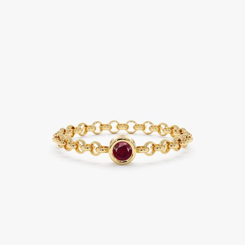 925 Sterling Silver Ruby Chain Ring
