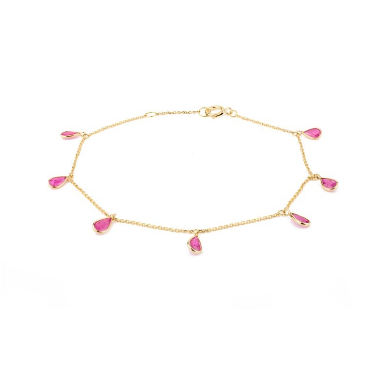 925 Sterling Silver Ruby Charm Bracelet