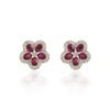 925 Sterling Silver Ruby Cherry Blossom Flower Earrings