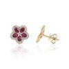 925 Sterling Silver Ruby Cherry Blossom Flower Earrings - Image 3