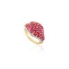 Gold-plated sterling silver ring with ruby and diamond-style CZ stones