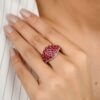 Ring with a 2.4 mm shank and clustered ruby-coloured stones