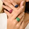 925 Sterling Silver Ruby Cluster Ring with refined cluster design