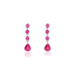 925 Sterling Silver Ruby Dangle Earrings