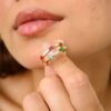 925 Sterling Silver Ruby Diamond Band Ring - Image 3