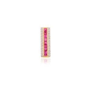 925 Sterling Silver Ruby Diamond Bar Pendant