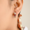 925 Sterling Silver Ruby Diamond Bridal Hoops - Image 2
