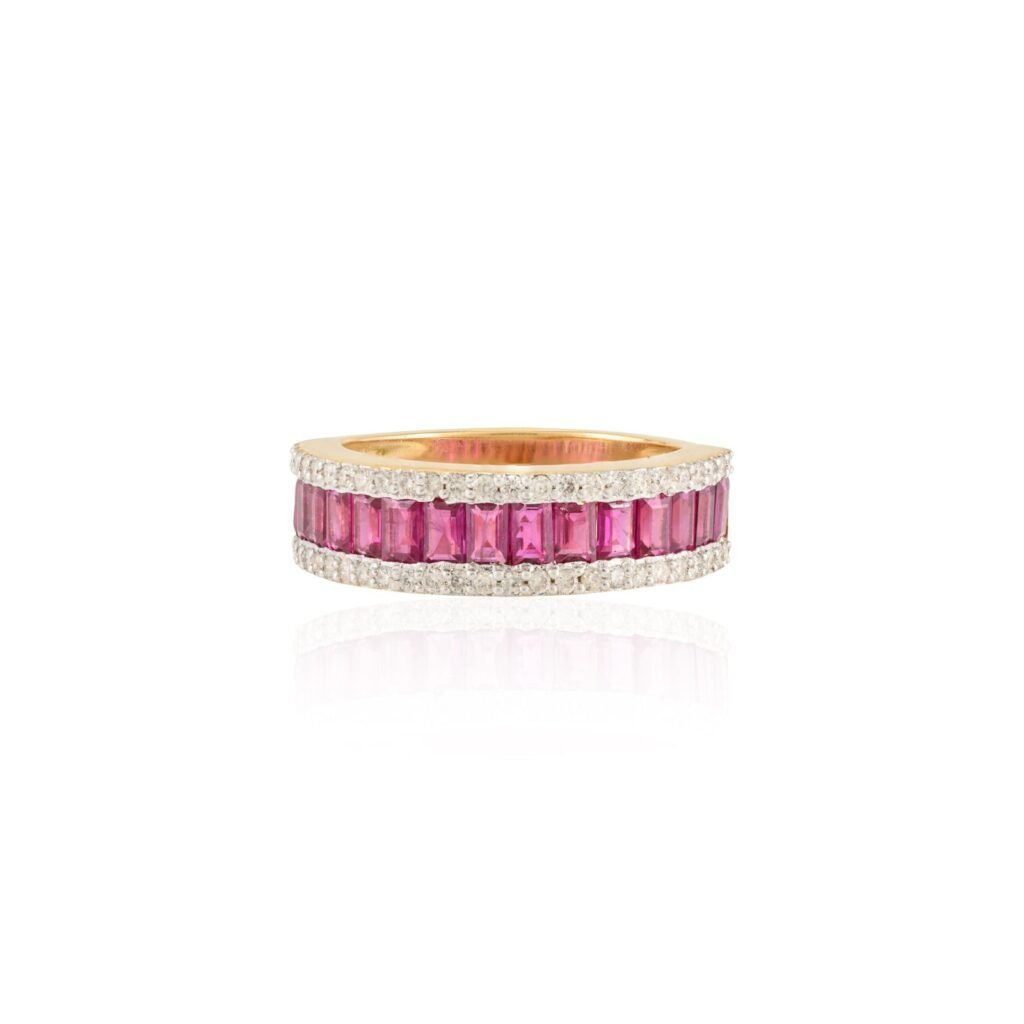 925 Sterling Silver Ruby & Diamond Engagement Band