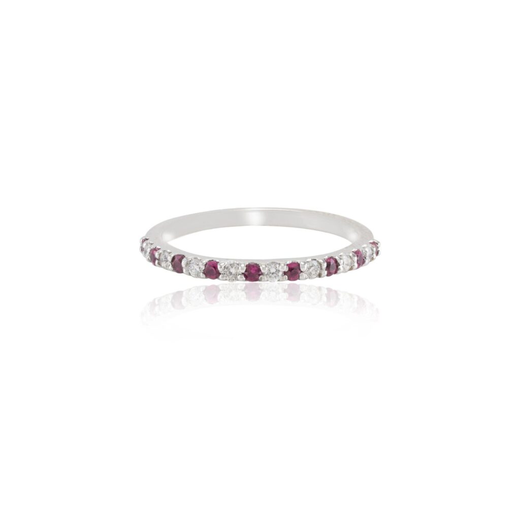 925 Sterling Silver Ruby Diamond Eternity Band