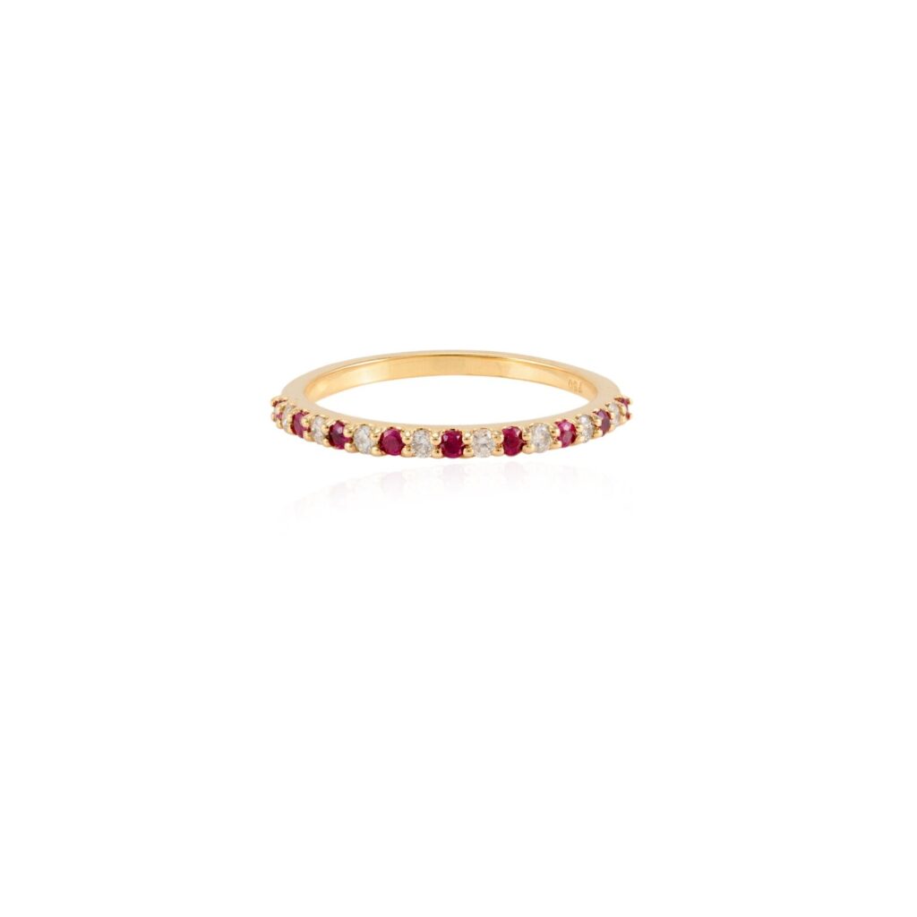 925 Sterling Silver Ruby Diamond Eternity Band