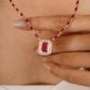 925 Sterling Silver Ruby Diamond Necklace featuring premium CZ ruby stones and CZ diamonds