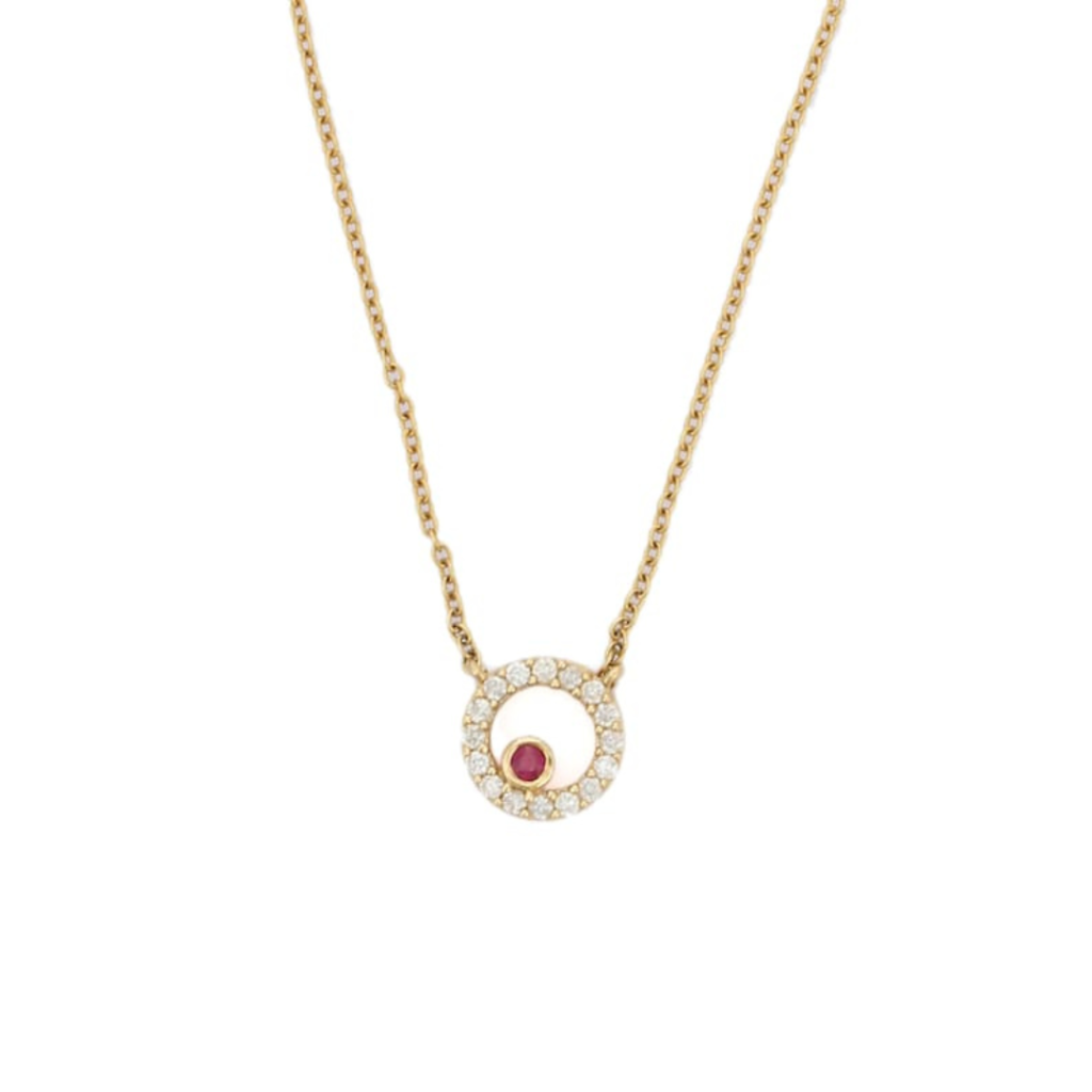925 Sterling Silver Ruby Diamond Necklace