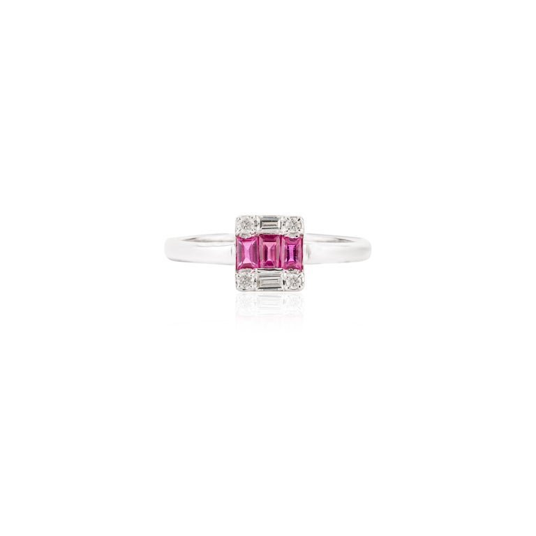 925 Sterling Silver Ruby Diamond Ring