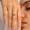 Sterling silver ring with ruby and diamond accents