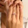 Gold-plated ring with three ruby stones