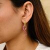 925 Sterling Silver Ruby Diamond Serpentine Earrings - Image 3