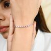 925 Sterling Silver Ruby Diamond Tennis Bracelet - Image 2