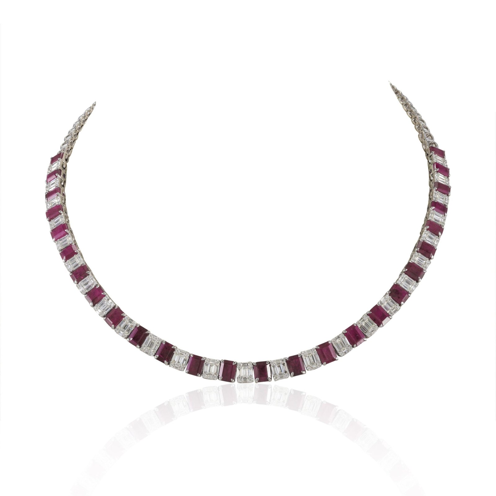 Simulated diamond tennis necklace in sterling silver