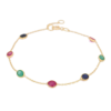925 Sterling Silver Ruby Emerald and Blue Sapphire Gemstone Bracelet