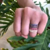 Eternity band ring featuring Premium CZ ruby stones in a continuous row