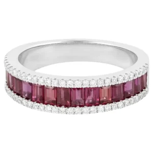 925 Sterling Silver Ruby Eternity Wedding Band