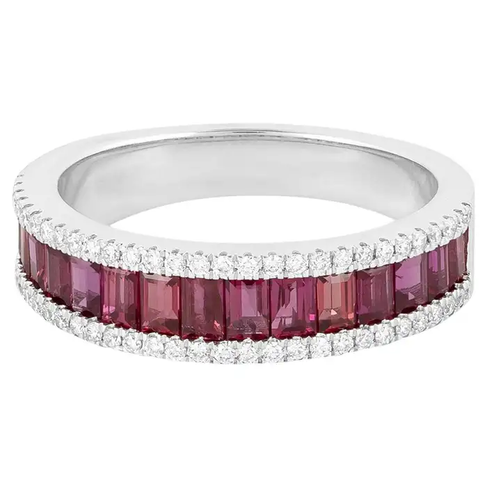 925 Sterling Silver Ruby Eternity Wedding Band