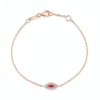 925 Sterling Silver Ruby Evil Eye Chain Bracelet