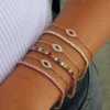 925 Sterling Silver Ruby Evil Eye Chain Bracelet - Image 2
