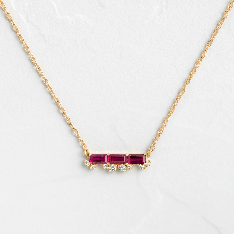 925 Sterling Silver Ruby Fringe Necklace