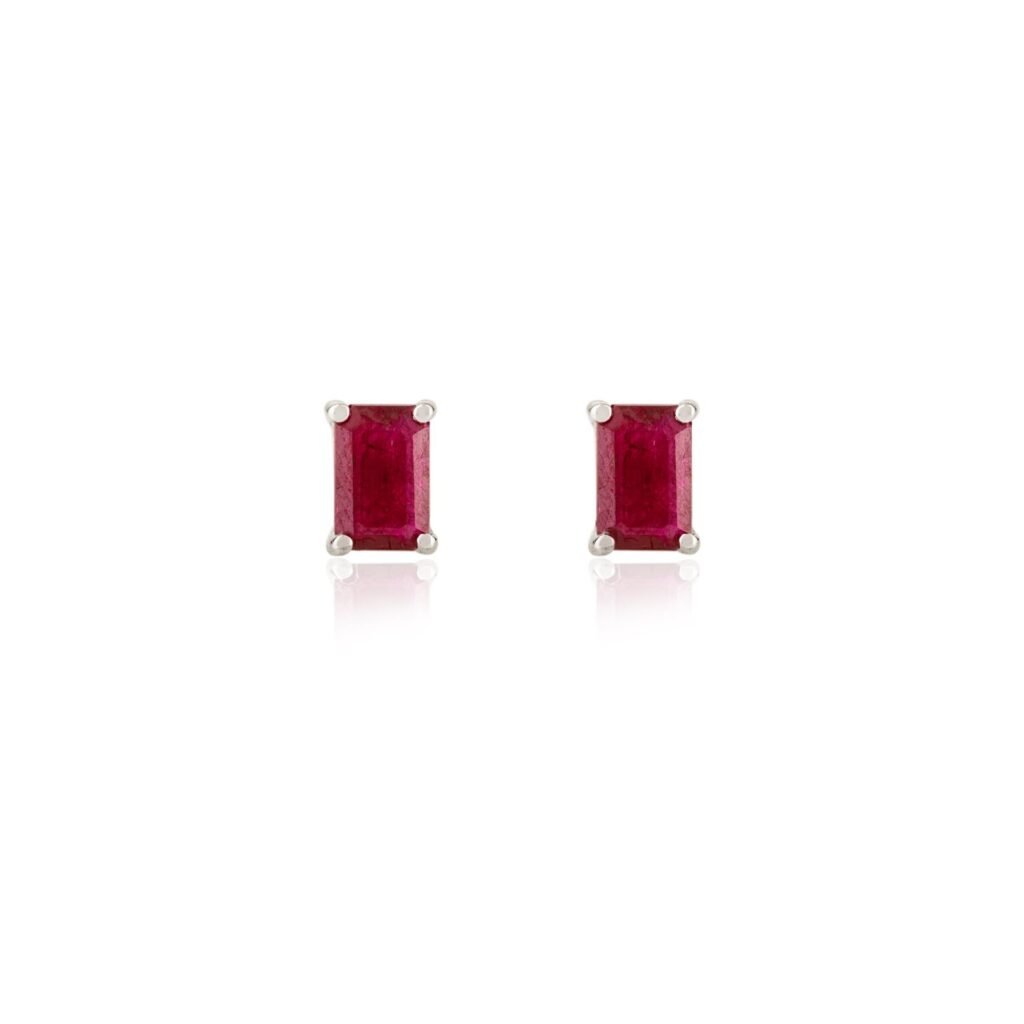 925 Sterling Silver Ruby Gemstone Stud Earrings
