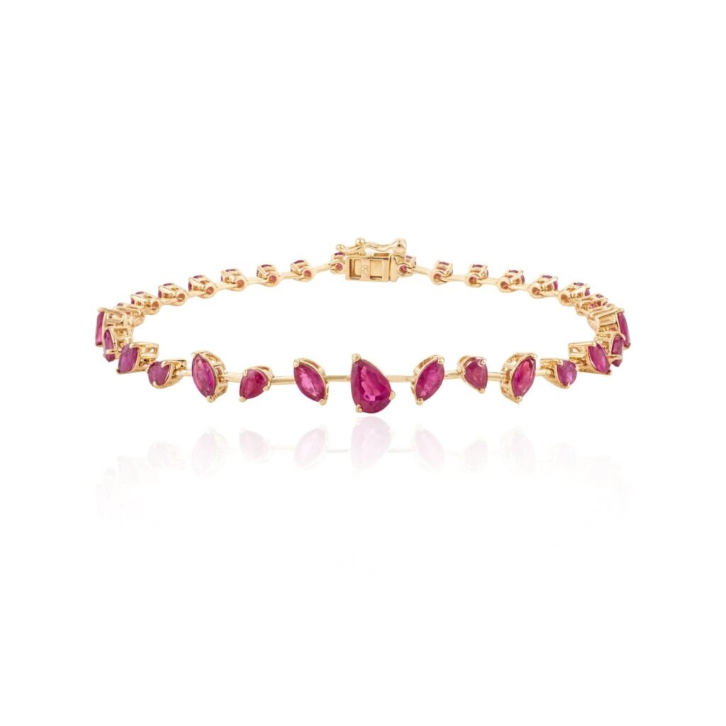 925 Sterling Silver Ruby Gemstone Unique Bracelet