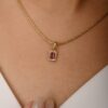 925 Sterling Silver Ruby Halo Diamond Pendant - Image 5