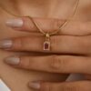 925 Sterling Silver Ruby Halo Diamond Pendant - Image 6