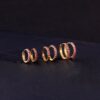 925 Sterling Silver Ruby Huggie Hoop Earrings - Image 5