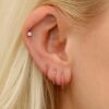 925 Sterling Silver Ruby Huggie Hoop Earrings - Image 8