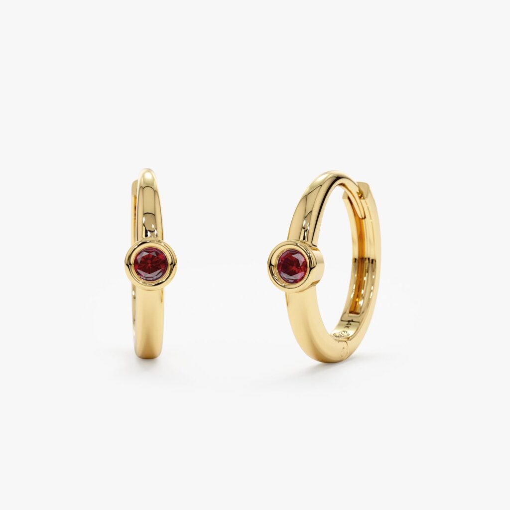 925 Sterling Silver Ruby Huggies