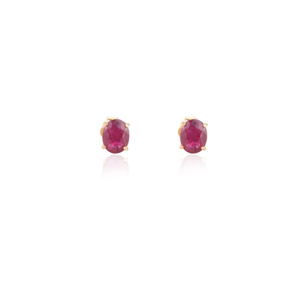 925 Sterling Silver Ruby Oval Studs