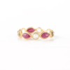 925 Sterling Silver ruby and rainbow moonstone eternity band ring