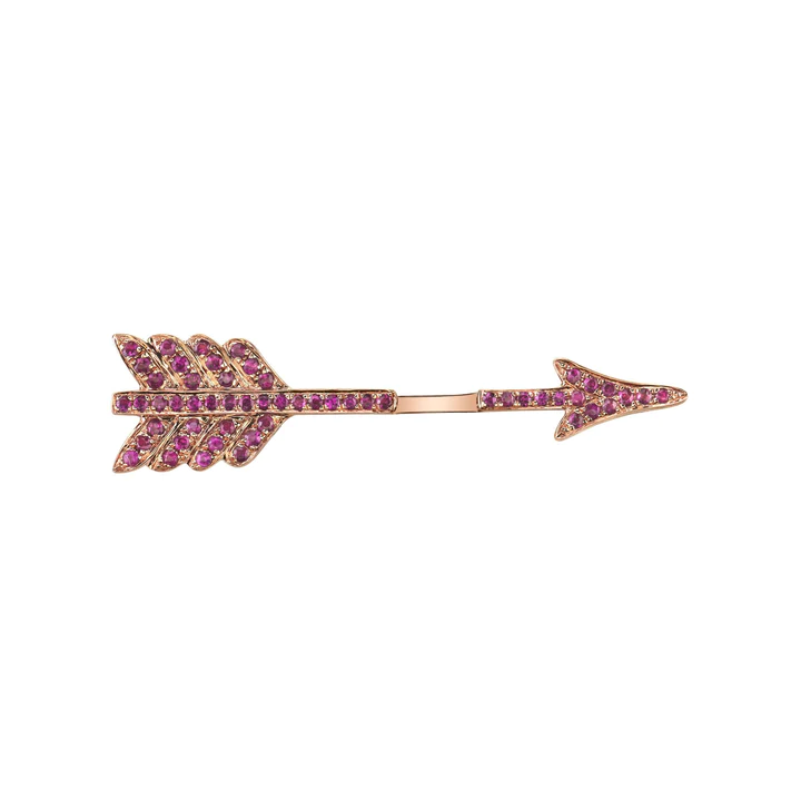 925 Sterling Silver Ruby Single Arrow Earring