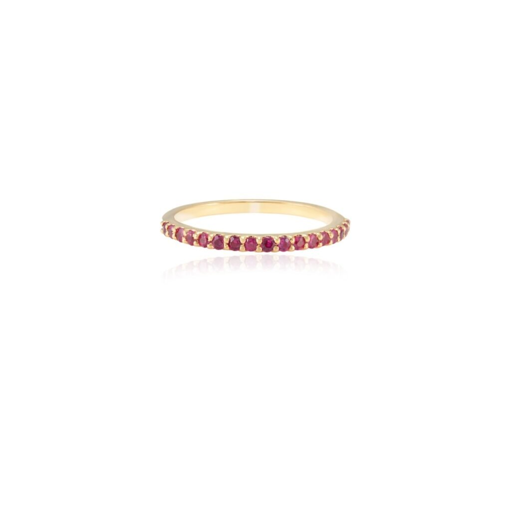 925 Sterling Silver Ruby Stackable Half Eternity Band