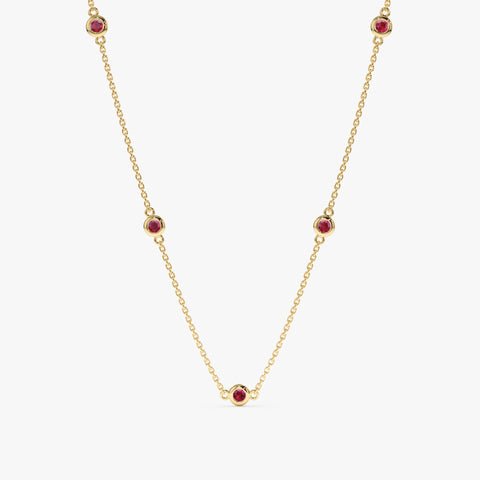 925 Sterling Silver Ruby Station Necklace