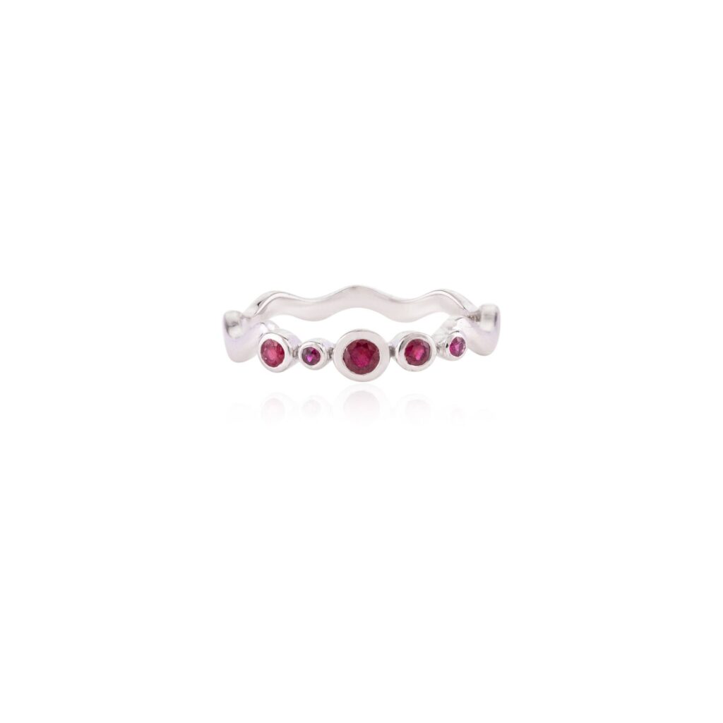 925 Sterling Silver Ruby Wavy Dainty Ring