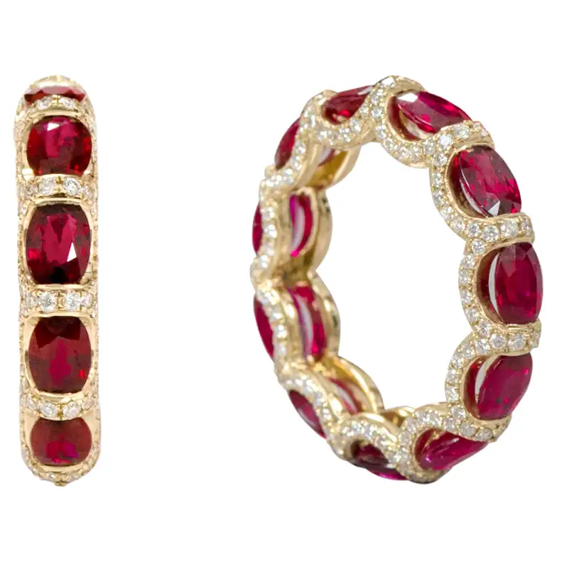 925 Sterling Silver Ruby Wedding Band, Ruby Eternity Ring for Women, Eternity Band Ring