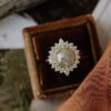 925 Sterling Silver rustic diamond ring with vintage-inspired design